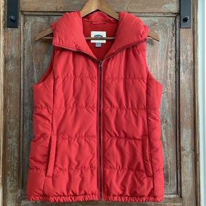 Old Navy Rust/Burnt Orange Fleece Lined Puffer Vest Size S